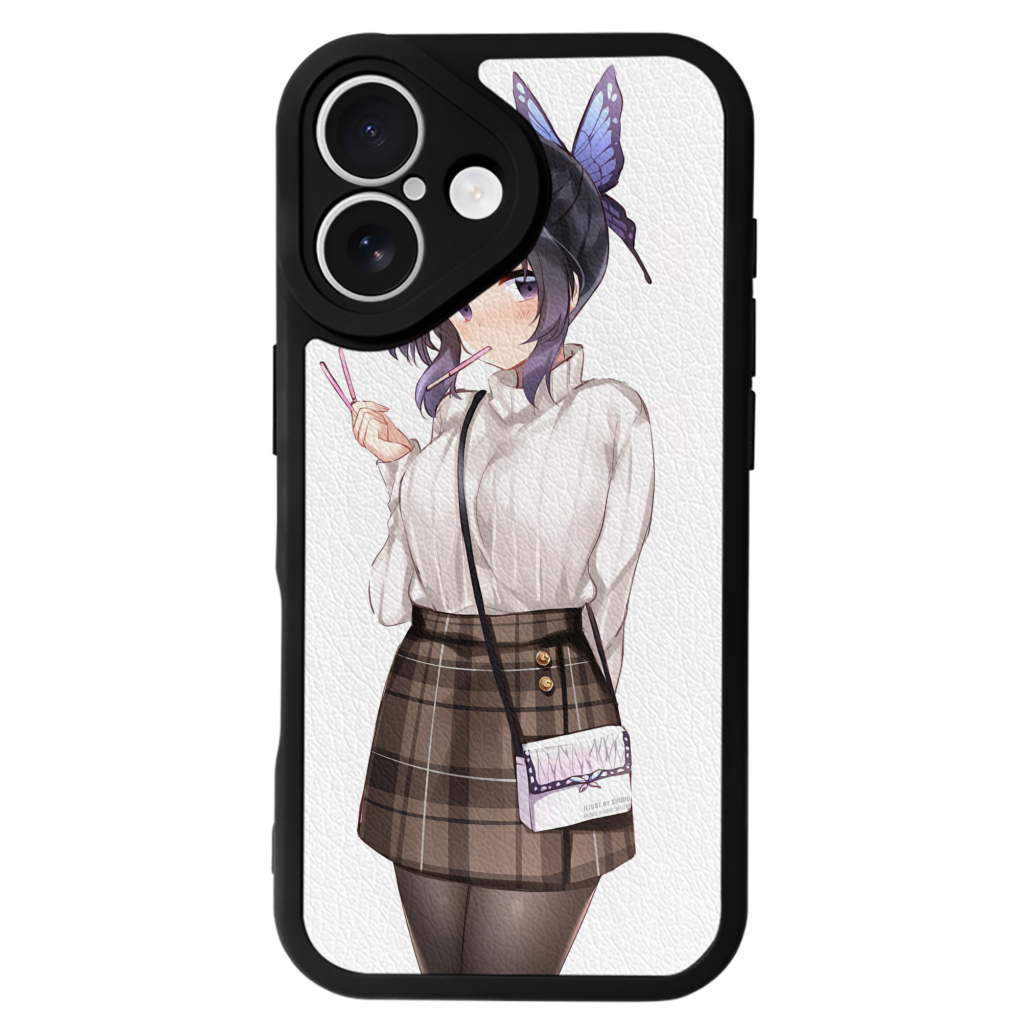 （画像用） 鬼滅の刃（きめつのやいば）蟲柱-胡蝶 しのぶ／こちょう しのぶ Kochou Shinobu 【iPhone 16シリーズ対応】シリコンスマホケース（レザー調） 材質：シリコン